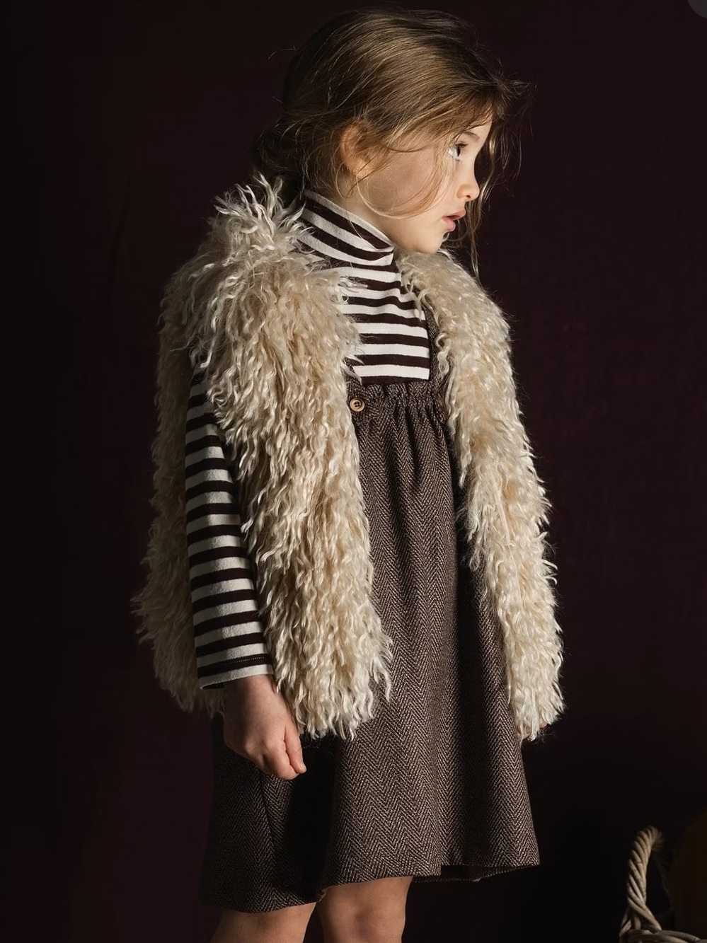 Babe & Tess Cream Faux Fur Vest for Kids